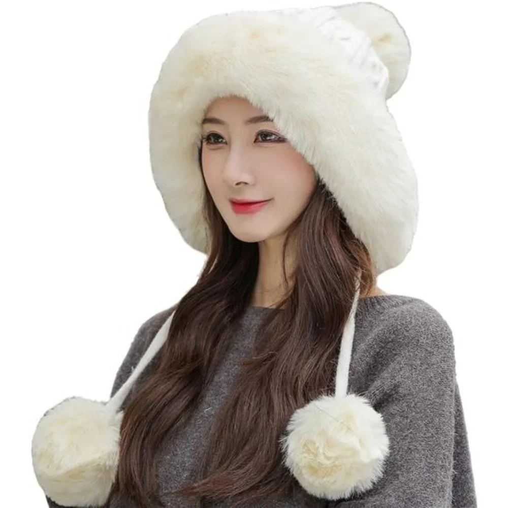 Women Winter Beanie Hat Ear Flaps Sherpa Knit Fleece, A3-Naibai